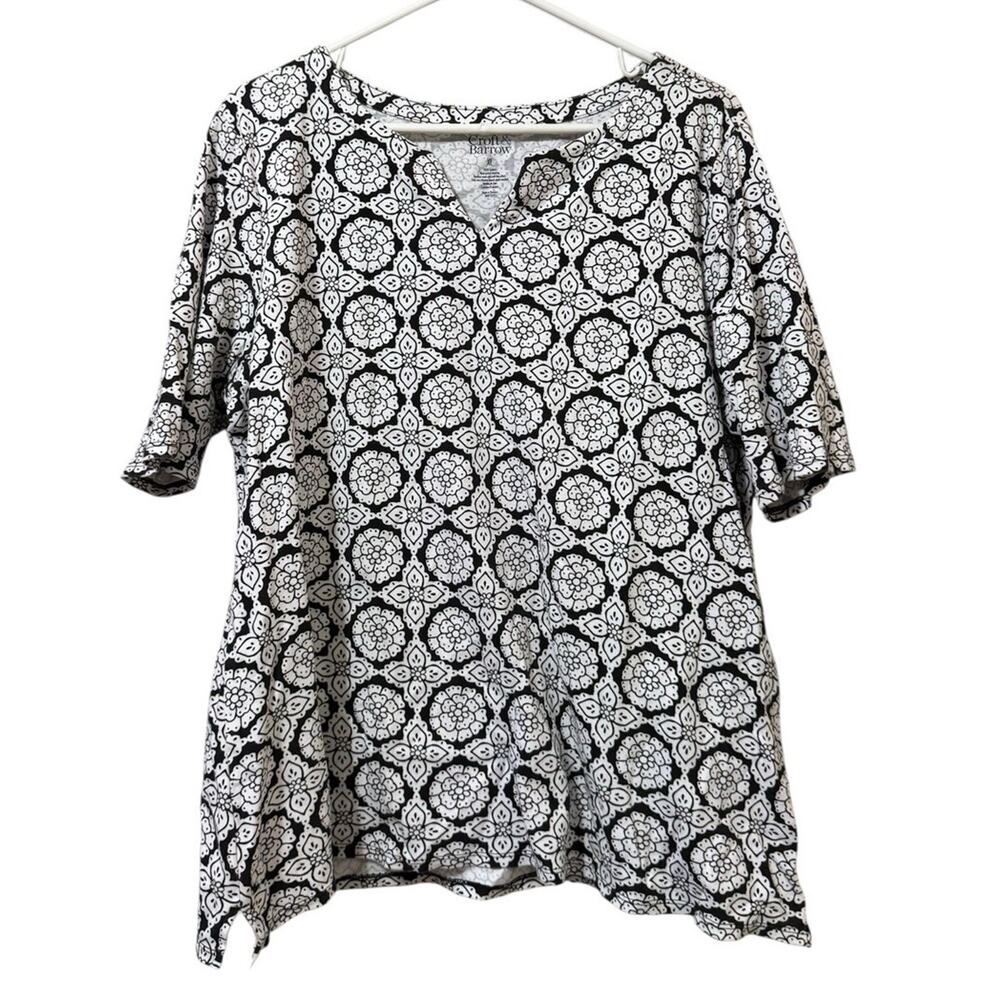Croft & Barrow Women Size XL Cotton Top Shirt Geometric Classic City Casual
